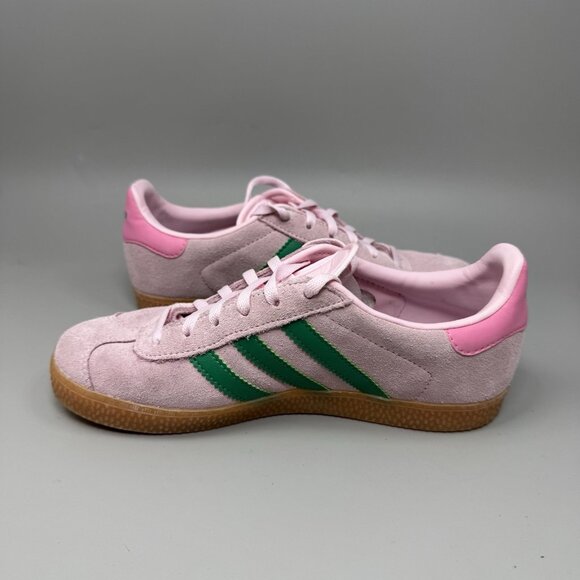 Adidas J "Clear Pink Court Green" Low Top Sneakers Kids 3.5 - Picture 2 of 9